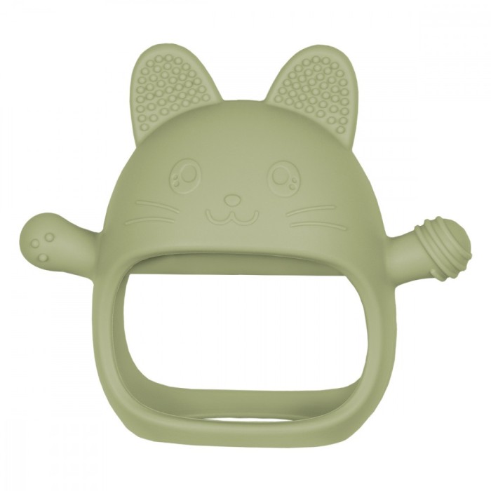Jucarie pentru dentitie din silicon, appekids, manusa kitty - raw green