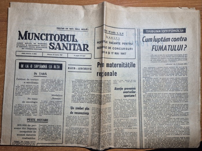 ziarul muncitorul sanitar 22 martie 1967