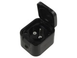 Conector alimentare AC 2P+PE 250VAC 16A negru - Abex