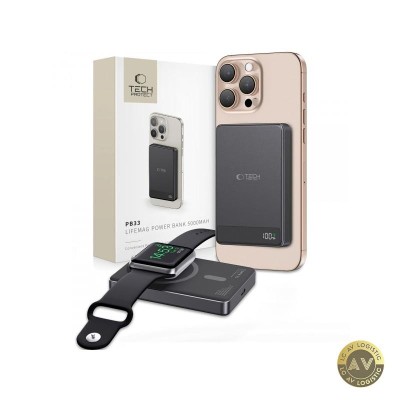 Baterie Externa Wireless Tech-Protect PB33 LifeMag 5000mAh 15W FQI 1 x QI - 1 x USB-C Neagra foto