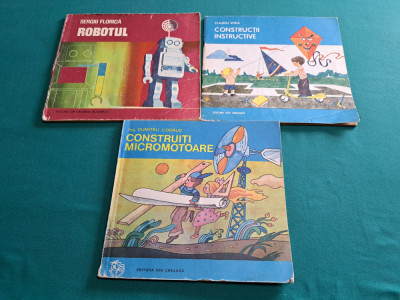 LOT 3 CĂRȚI EDUCATIVE PENTRU COPII: CONSTRUCȚII INSTRUCTIVE, MICROMOTOARE /1976 foto