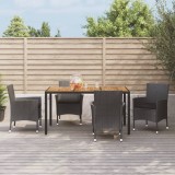 vidaXL Set mobilier de grădină cu perne, 5 piese, negru, poliratan 3187398