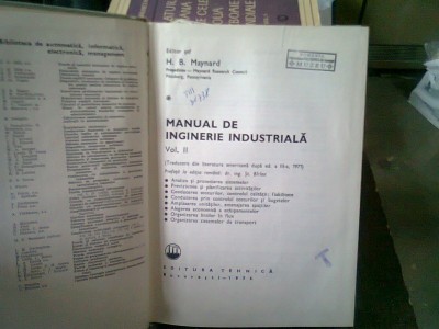 MANUAL DE INGINERIE INDUSTRIALA - H.B. MAYNARD VOL.2 foto