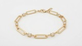 Cumpara ieftin Bratara din Argint Placat cu Aur Link Chain Geometric cu Cristale