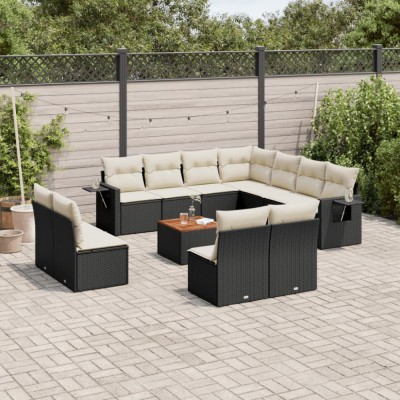 Gossi set canapele de gradina, 12 piese, cu perne, negru, poliratan foto