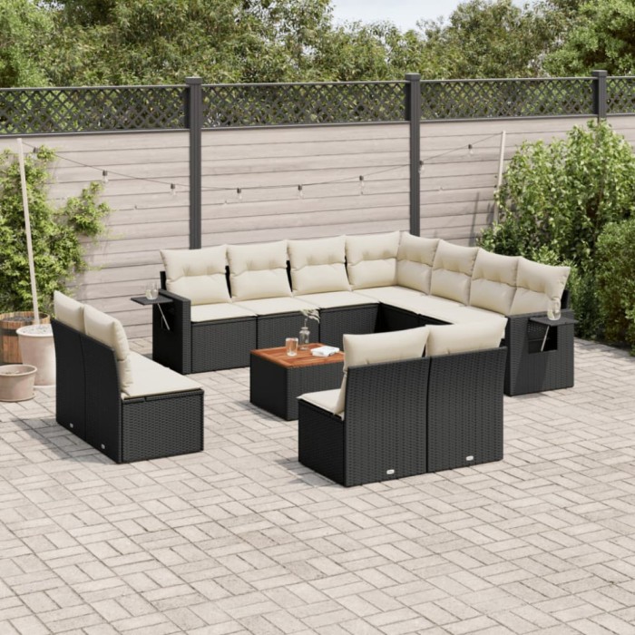 Gossi set canapele de gradina, 12 piese, cu perne, negru, poliratan