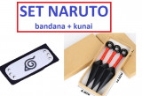 Cumpara ieftin Set 2 accesorii Naruto: Bandana+3 Kunai Cosplay
