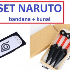 Set 2 accesorii Naruto: Bandana+3 Kunai Cosplay