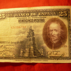 Bancnota 25 pesetas Spania Republicana 1928 ,serie cu litera C ,cal. VF