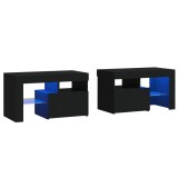 Cumpara ieftin Noptiere cu lumini LED, 2 buc., negru, 70x36,5x40 cm