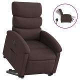 Cumpara ieftin Fotoliu electric rabatabil cu ridicare, maro inchis, textil