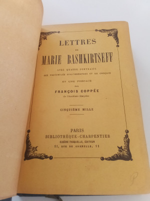 LETRES DE MARIE BASHKIRTSEFF - PARIS, 1908 foto
