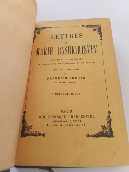 LETRES DE MARIE BASHKIRTSEFF - PARIS, 1908