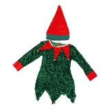 Costum craciun pentru copii 10 - 13 an, tip spiridus, catifea, rosu