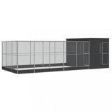 Cumpara ieftin Voliera de pasari cu extensie, argintiu, 704x303x216 cm, otel