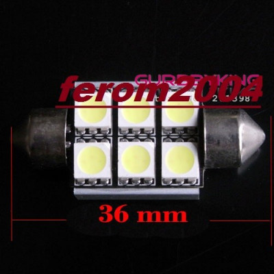 Led bec C5W FESTOON SOFIT CANBUS 6 SMD 5050 36 mm de culoare alb foto