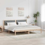 vidaXL Cadru de pat Gri deschis 200 x 200 cm Lemn de pin masiv 3394233