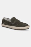 Pepe Jeans espadrile din piele &icirc;ntoarsă TOURIST COAST culoarea verde, PMS10337