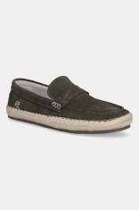 Pepe Jeans espadrile din piele &icirc;ntoarsă TOURIST COAST culoarea verde, PMS10337