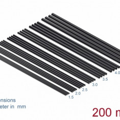 Set 28 buc tuburi termocontractabile negre 200mm, Delock 18988