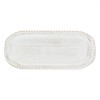 Platou Decorativ Oval Lemn Alb Auriu Dots Reliefate 35x15cm Vas Lemn