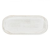 Platou Decorativ, Oval, Lemn, Dots Reliefate, Alb Brushed Auriu, 35x15cm, Oem