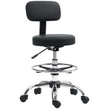 HOMCOM Scaun Rotativ la 360&deg; și Reglabil pe &Icirc;nălțime cu Suport pentru Picioare, 52x52x78-92 cm, Negru | Aosom Romania