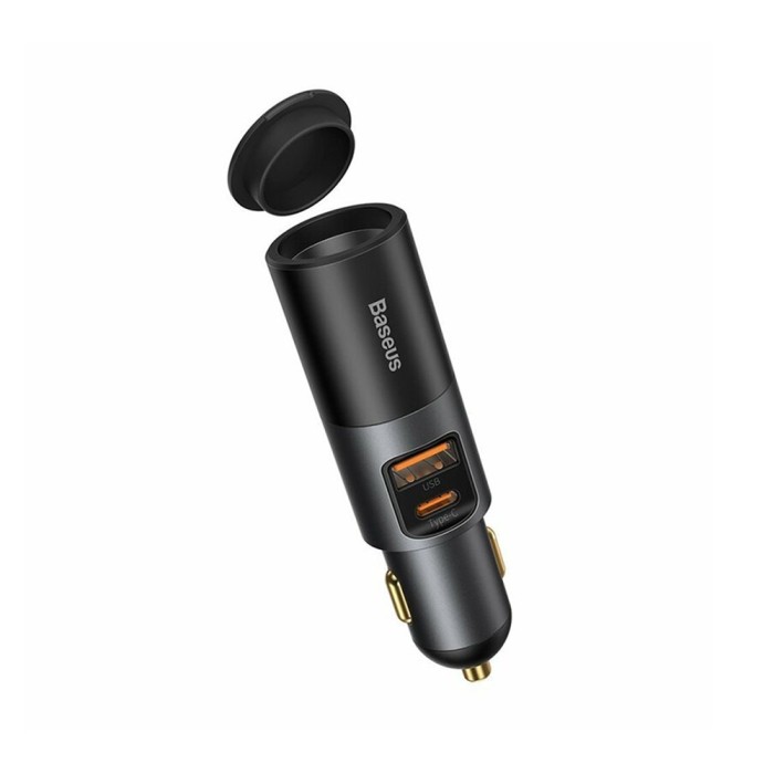 Baseus - Car Charger Share Together (CCBT-C0G) - with Cigarette Lighter Expansion, USB-A, Type-C, 120W - Gray
