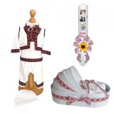 Set costumas traditional botez, trusou si lumanare personalizata, decor