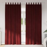 Draperii opace cu agățătoare, 2 buc., bordo, catifea
