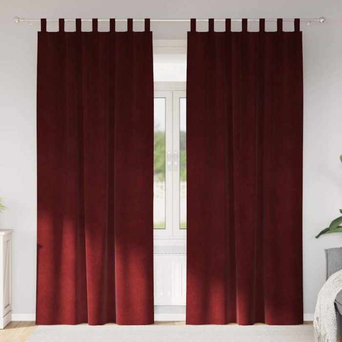 vidaXL Draperii opace cu agățătoare, 2 buc., bordo, catifea