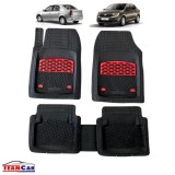 Covorase Auto Tip Tavă TEAMCAR&reg; Compatibile Dacia Logan 1, 2, Facelift, Protecție Completă, Rosu-Negru, Cauciuc