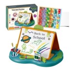 Tabla de desenat cu doua fete si jocuri de societate incluse WePro Store, partea alba pentru scris si desenat cu markere si cea neagra pentru creta, b