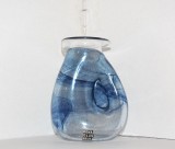 Vaza carafa cristal fuzionat electric blue, suflata si modelata manual - semnata Keneth Tackstrom, Studio Roma Glasbruk