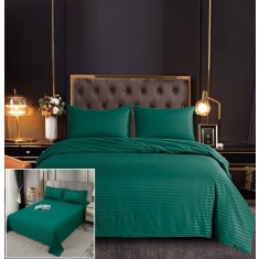 Lenjerie Damasc Alaska Df010, Damasc, 6 Piese, Fara Elastic, Verde