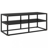 Cumpara ieftin Comodă TV neagră cu sticlă neagră, 100 x 40 x 40 cm