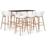 Cumpara ieftin Set mobilier de bar, 7 piese, negru si alb