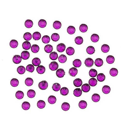 Decorațiuni unghii, culoare violet, 1,5mm - strasuri rotunde &icirc;n săculeț, 90 buc