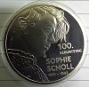 (A97) MONEDA DIN ARGINT GERMANIA - 20 EURO 2021, LIT. D, 100 DE ANI DE LA NASTEREA SOPHIEI SCHOLL, STARE PROOF, Europa