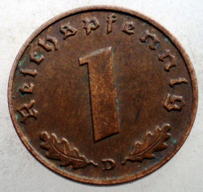 2.546 GERMANIA WWII 1 REICHSPFENNIG 1939 D foto