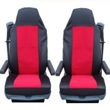 2 x Huse pentru Mercedes Actros Atego Axor Camioane Negru Rosu Textile