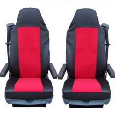 2 x Huse pentru Mercedes Actros Atego Axor Camioane Negru Rosu Textile