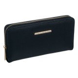 Portofel de dama exclusive, cu doua compartimente, negru, 19,5 x 2,5 x 11 cm