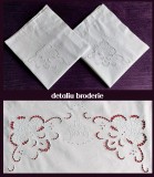 Set 2 fete de perna cu broderie sparta cusuta de mana, motiv 3 flori, 79x69cm