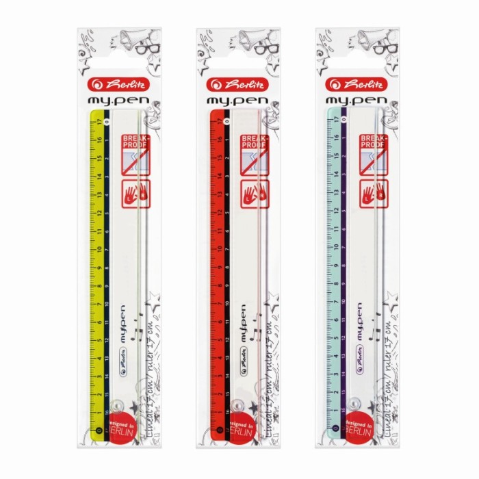 Rigla plastic 17cm my.pen 3 combinatii de culori