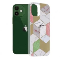 Husa iPhone 12 12 Pro Multicolor cu Imprimeu Marmura Techsuit foto