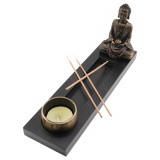 Decoratiune suport cu buddha pentru lumanare si betisoare parfumate model 1, Stonemania Bijou