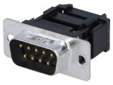 Conector D-Sub 9 pini tată, &icirc;n unghi, IDC pentru cablu-bandă