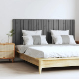 VidaXL Tăblie de pat pentru perete, gri, 159,5x3x60 cm, lemn masiv pin