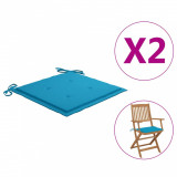 Perne scaun de grădină, 2 buc., albastru, 40x40x3 cm, textil, vidaXL